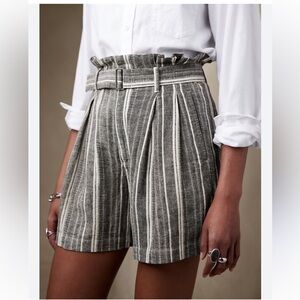 Banana Republic Black and White Striped High Waist Shorts